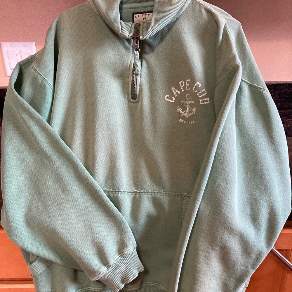 Cuffy’s of Cape Cod - Quarter Zip Unisex Sweatshirt, Size Large, Moss Green
